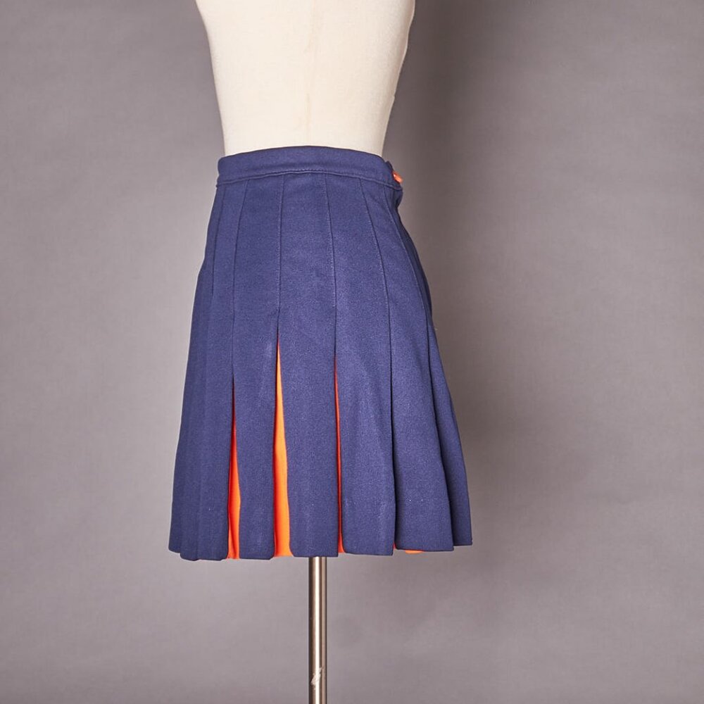 1970s Blue and Orange Cheerleader Mini Skater Skirt - Picture 7 of 8